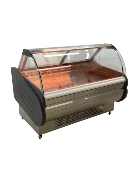 Vitrina Charcutera Color acero –1500 x 1050 x 1200 mm – Refrigeración Ventilada – Cristal Curvo