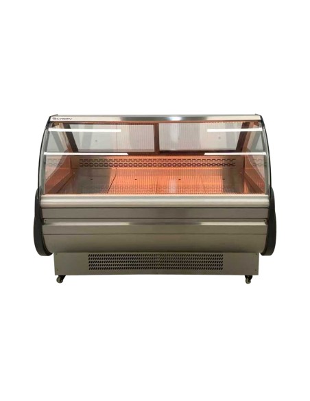 Vitrina Charcutera Color acero –1500 x 1050 x 1200 mm – Refrigeración Ventilada – Cristal Curvo
