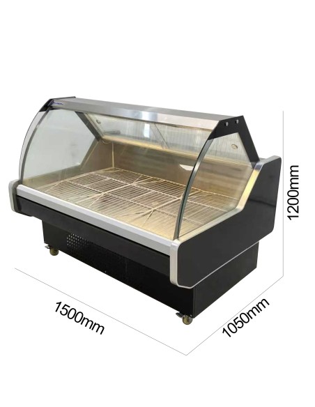Vitrina Charcutera Color Negro 1500 x 1050 x 1200 mm – Refrigeración Estática – Cristal Curvo