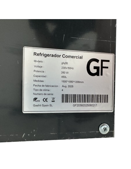 Vitrina Charcutera Color Negro 1500 x 1050 x 1200 mm – Refrigeración Estática – Cristal Curvo