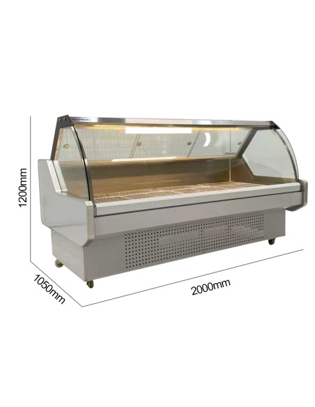 Vitrina Charcutera Gasfrit Color Blanco 2000 x 1050 x 1200 mm – Refrigeración Estática – Cristal Curvo