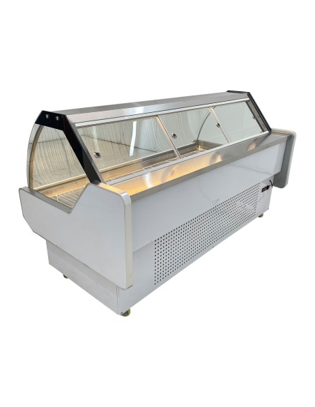 Vitrina Charcutera Gasfrit Color Blanco 2000 x 1050 x 1200 mm – Refrigeración Estática – Cristal Curvo