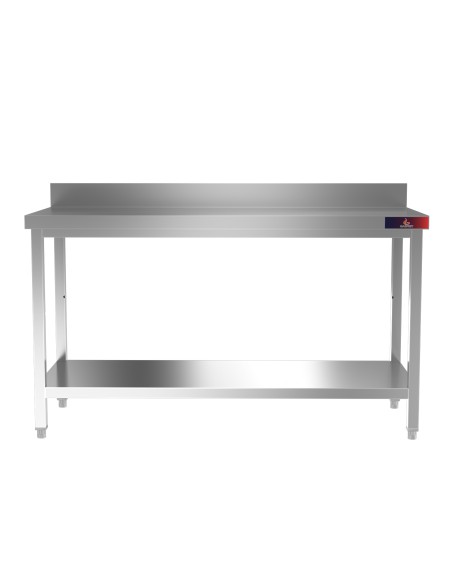 Mesa Mural con 1 Estantes 2000x600x850 mm| Mesa de Trabajo Profesional de Acero Inoxidable