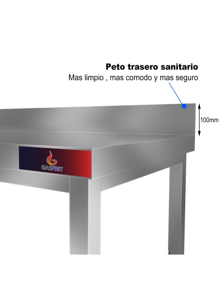 Mesa Mural con 1 Estantes 2000x600x850 mm| Mesa de Trabajo Profesional de Acero Inoxidable