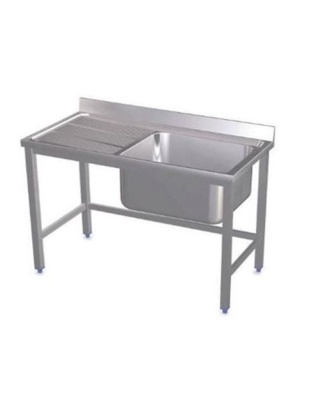 Fregadero industrial con bastidor soldado Seno izquierda 1400x600x850mm