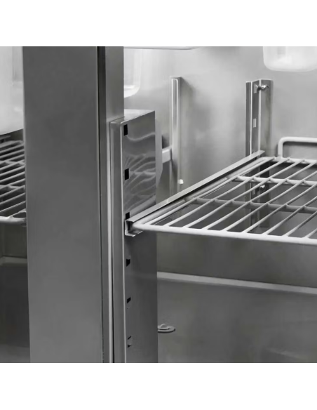 Mesa de preparación refrigerada de acero inoxidable 2 puertas 240 litros 900x700x 970 mm