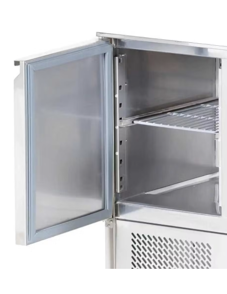 Mesa de preparación refrigerada de acero inoxidable 2 puertas 240 litros 900x700x 970 mm
