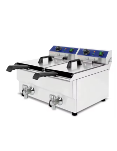 Freidora electrica 2 cubas 10 con grifo profesional...