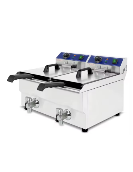 Freidora electrica 2 cubas 10 con grifo profesional industrial ultrarapida