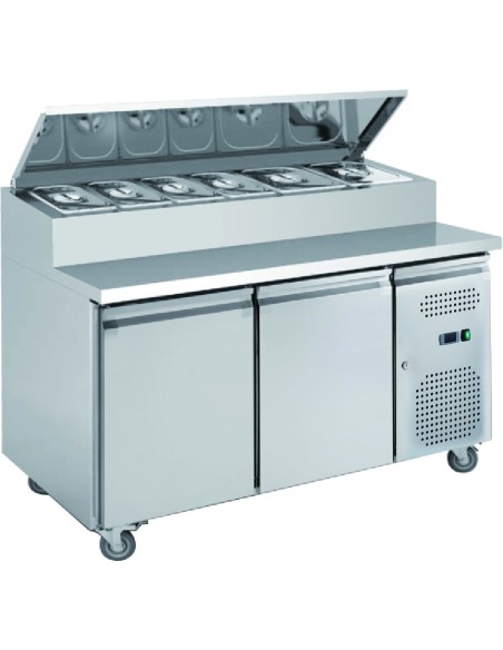 Mesa Ensaladera Refrigerada de Preparación 2 Puertas 1510 x800x1085 mm para Cubetas GN 1/3