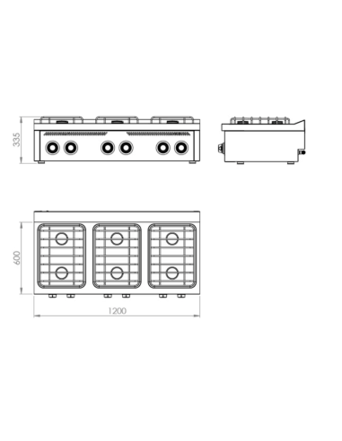 Cocina Industrial Gas 6 Fuegos CB6F600S de HR...