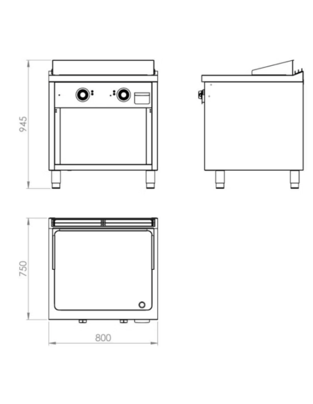 FryTop Industrial Trifásico Cromoduro Con Mueble FTE7508ECR de HR Fainca