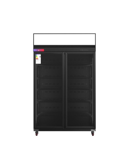 Armario expositor para bebidas refrigerado 2 puertas 1253 x 750 x 2080 mm 1300 litros refrigeración ventilada