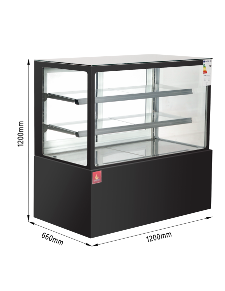 Vitrina expositora refrigerada para pastelería cristal recto 1200 x 660 x 1200 mm