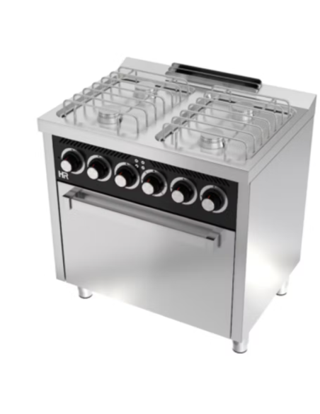 Cocina Industrial Gas 4 Fuegos Con Horno Eléctrico Trifásico CB4F600HE de HR Fainca