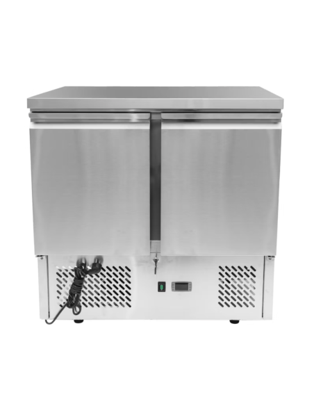 Mesa refrigerada compacta 2 puertas de acero inoxidable, 900 x 700 x 880 mm, 240 L