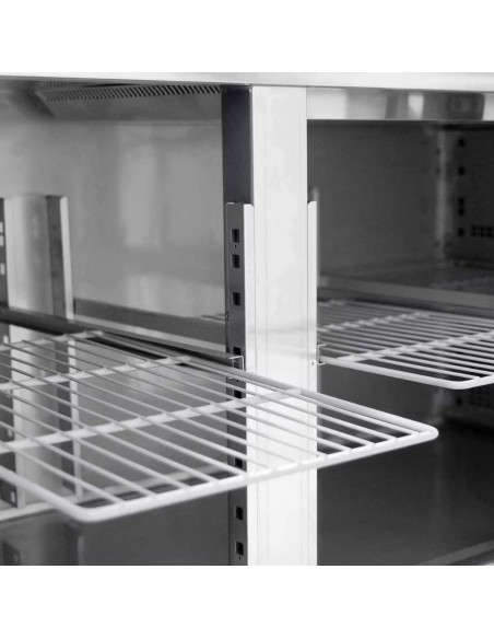 Mesa refrigerada , bajo mostrador 2 puertas de acero ventilada mural, 1360 x 700 x 850 + 100 mm alta calidad