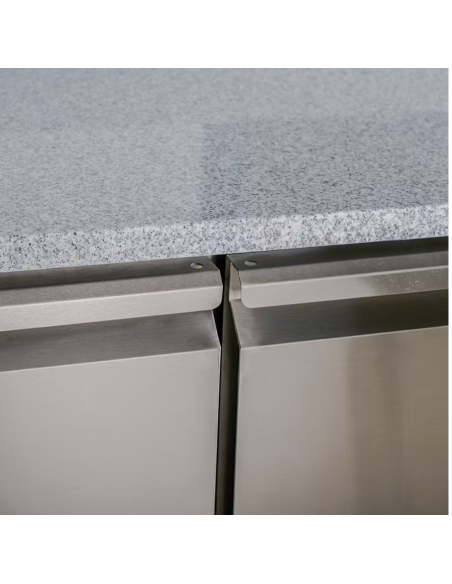 Mesa Pizzera Refrigerada de Preparación de 2 Puertas de 900 x700 x 900 mm con Superficie de Trabajo de Mármol