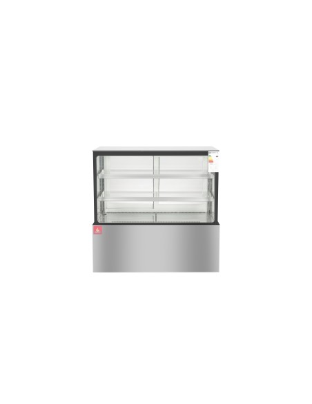 Vitrina expositora refrigerada para pastelería cristal recto 1500 x 660 x 1200 mm color acero