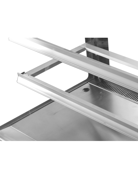 Vitrina expositora refrigerada para pastelería cristal recto 1500 x 660 x 1200 mm color acero