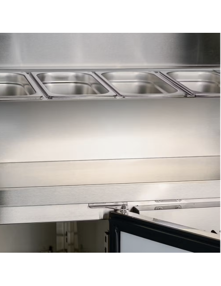 Mesa Ensaladera Refrigerada de Preparación 3 Puertas 2020 x 800 x 1085 mm para Cubetas GN 1/3