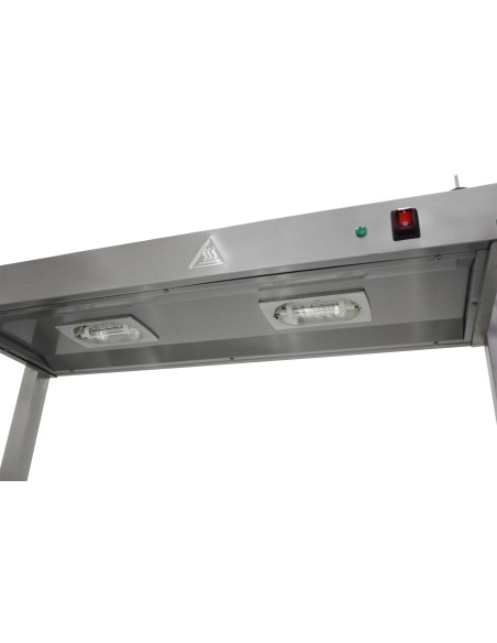 Lampara calefactora , puente termico de acero inoxidable 2 bombillas 900 x 250 x 700mm 600w