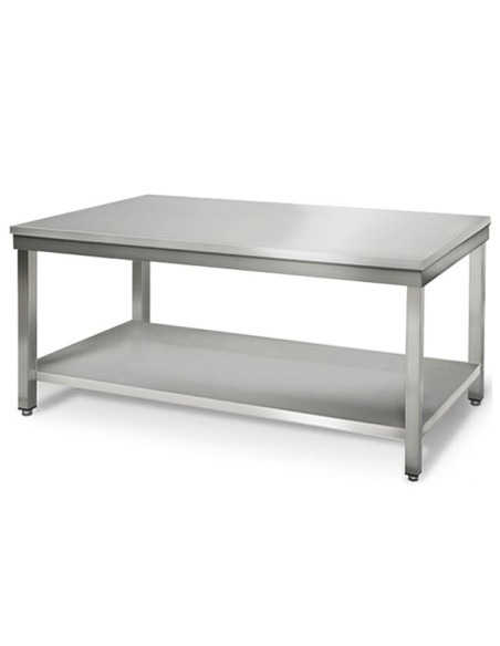 Mesa Central con 1 Estantes 1800x600x850 mm| Mesa de Trabajo Profesional de Acero Inoxidable