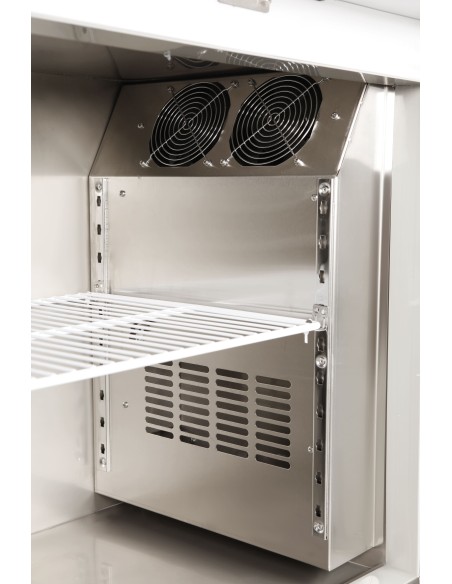 Mesa refrigerada , frente mostrador 2 puertas de cristal ventilada mural, 1500 x 600 x 950 + 100 mm