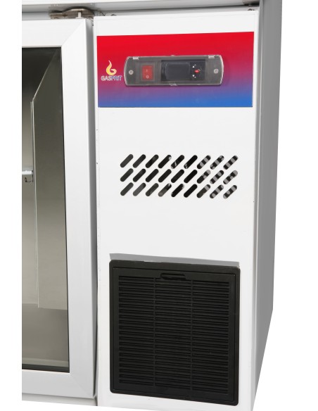 Mesa refrigerada , frente mostrador 2 puertas de cristal ventilada mural, 1500 x 600 x 950 + 100 mm