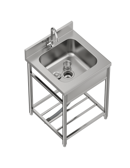 Fregadero de Acero Inoxidable de 1 Seno y grifo 550x 550x800 mm Desmontable