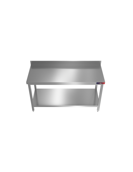 Mesa Mural con 1 Estantes 1500x700x850+ 100 mm| Mesa de Trabajo Profesional de Acero Inoxidable