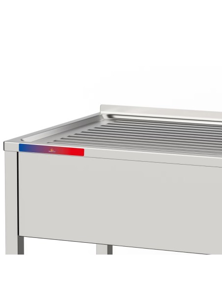 Fregadero bajo barra 1 seno y 1 escurridor industrial acero inoxidable 800 x 500 x 850 mm