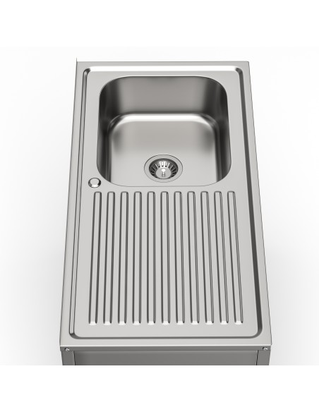 Fregadero bajo barra 1 seno y 1 escurridor industrial acero inoxidable 800 x 500 x 850 mm