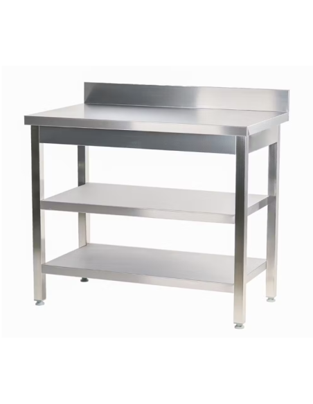 Mesa de trabajo de acero inoxidable 3 baldas 1500 x 600 x 950 + 100 mm desmontable