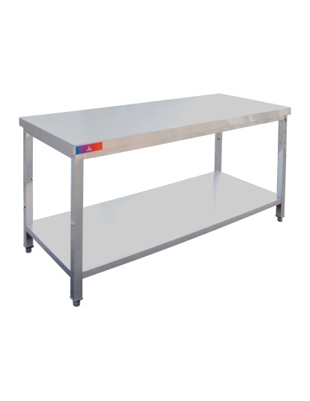 Mesa Central con 1 Estantes 1500x700x850 mm| Mesa de Trabajo Profesional de Acero Inoxidable