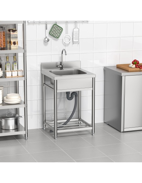 Fregadero de Acero Inoxidable de 1 Seno 550x 550x800 mm Desmontable