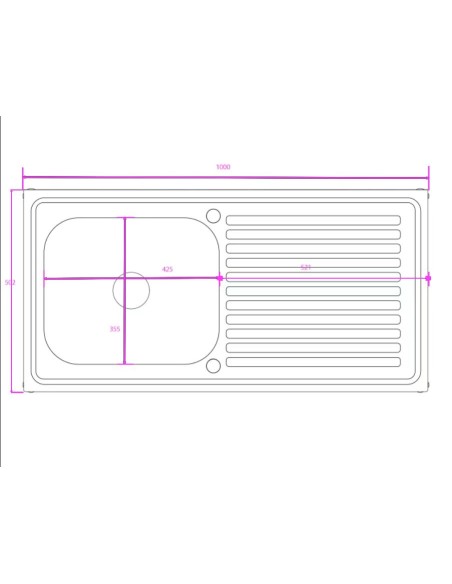 Fregadero bajo barra 1 seno , 1 escurridor y 1 grifo montando industrial acero inoxidable 1000 x 500 x 850 mm