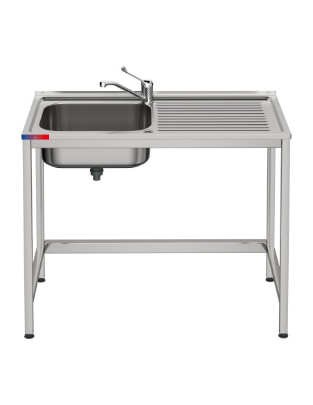 Fregadero bajo barra 1 seno , 1 escurridor y 1 grifo montando industrial acero inoxidable 1000 x 500 x 850 mm