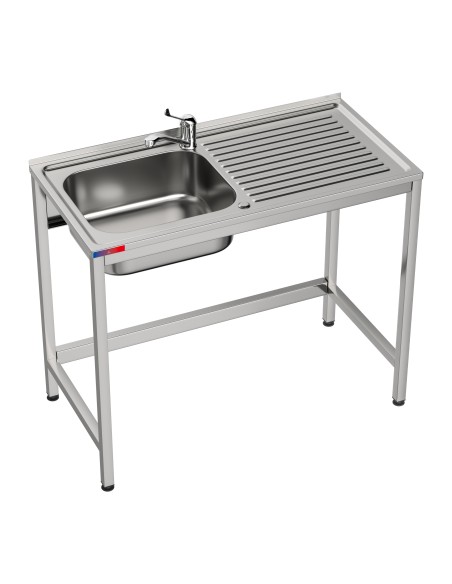 Fregadero bajo barra 1 seno , 1 escurridor y 1 grifo montando industrial acero inoxidable 1000 x 500 x 850 mm