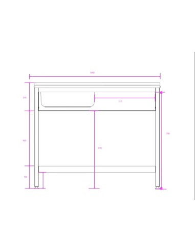 Fregadero industrial bajo barra 1 cuba 1...