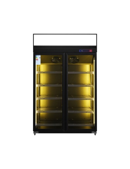 Armario expositor para bebidas refrigerado 2 puertas 1253 x 750 x 2080 mm 1300 litros refrigeración ventilada