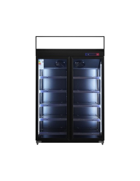 Armario expositor para bebidas refrigerado 2 puertas 1253 x 750 x 2080 mm 1300 litros refrigeración ventilada