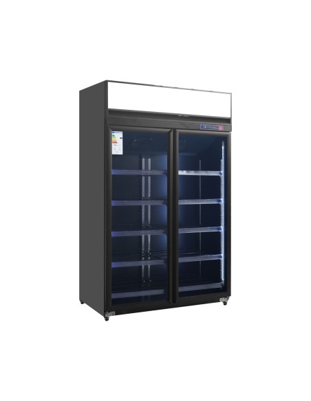 Armario expositor para bebidas refrigerado 2 puertas 1253 x 750 x 2080 mm 1300 litros refrigeración ventilada