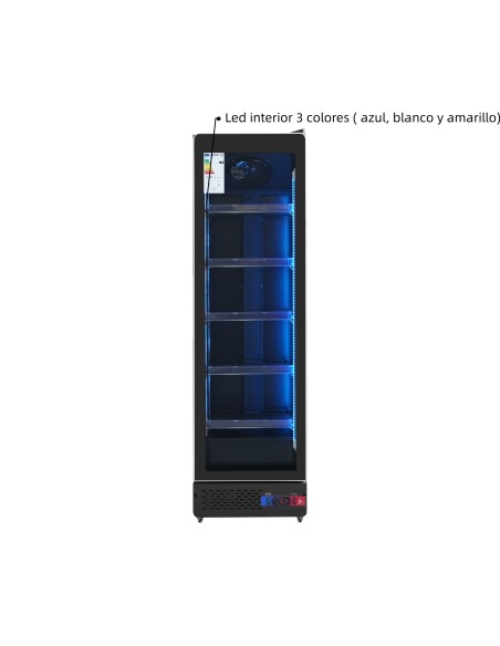 Armario expositor para bebidas refrigerado 1 puerta gran capacidad 540 x 580 x 1920 mm 400 litros refrigeración ventilada