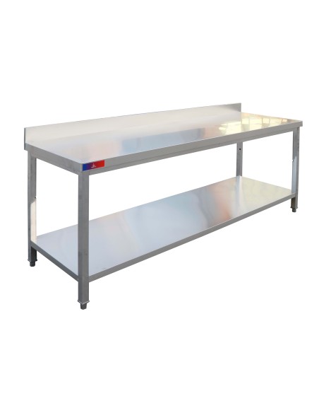 Mesa Mural con 1 Estantes 1800x600x850 mm| Mesa de Trabajo Profesional de Acero Inoxidable