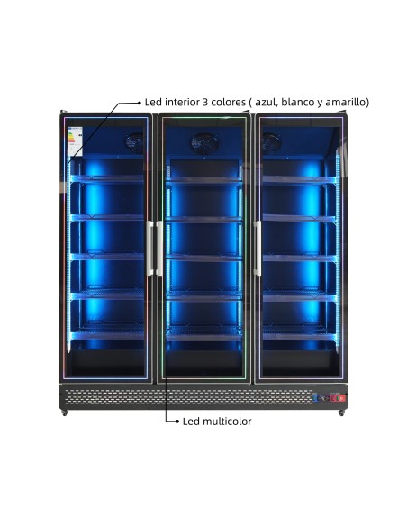 Armario expositor para bebidas refrigerado Subzero -5 °C / +5 °C, 3 puerta 1500 litros