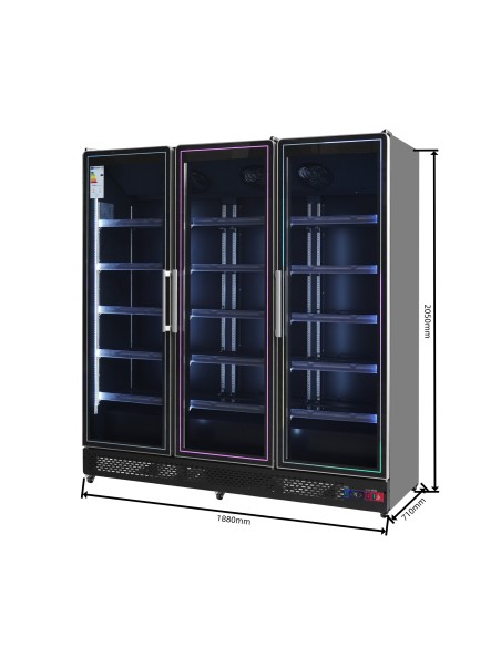 Armario expositor para bebidas refrigerado Subzero -5 °C / +5 °C, 3 puerta 1500 litros