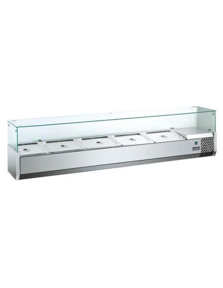 Vitrina de ingredientes  en acero con  cristal recto 2000x395x435 mm GN 1/3 enchufable 230V