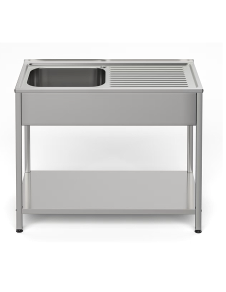 Fregadero bajo barra 1 seno y 1 escurridor industrial acero inoxidable 800 x 500 x 850 mm